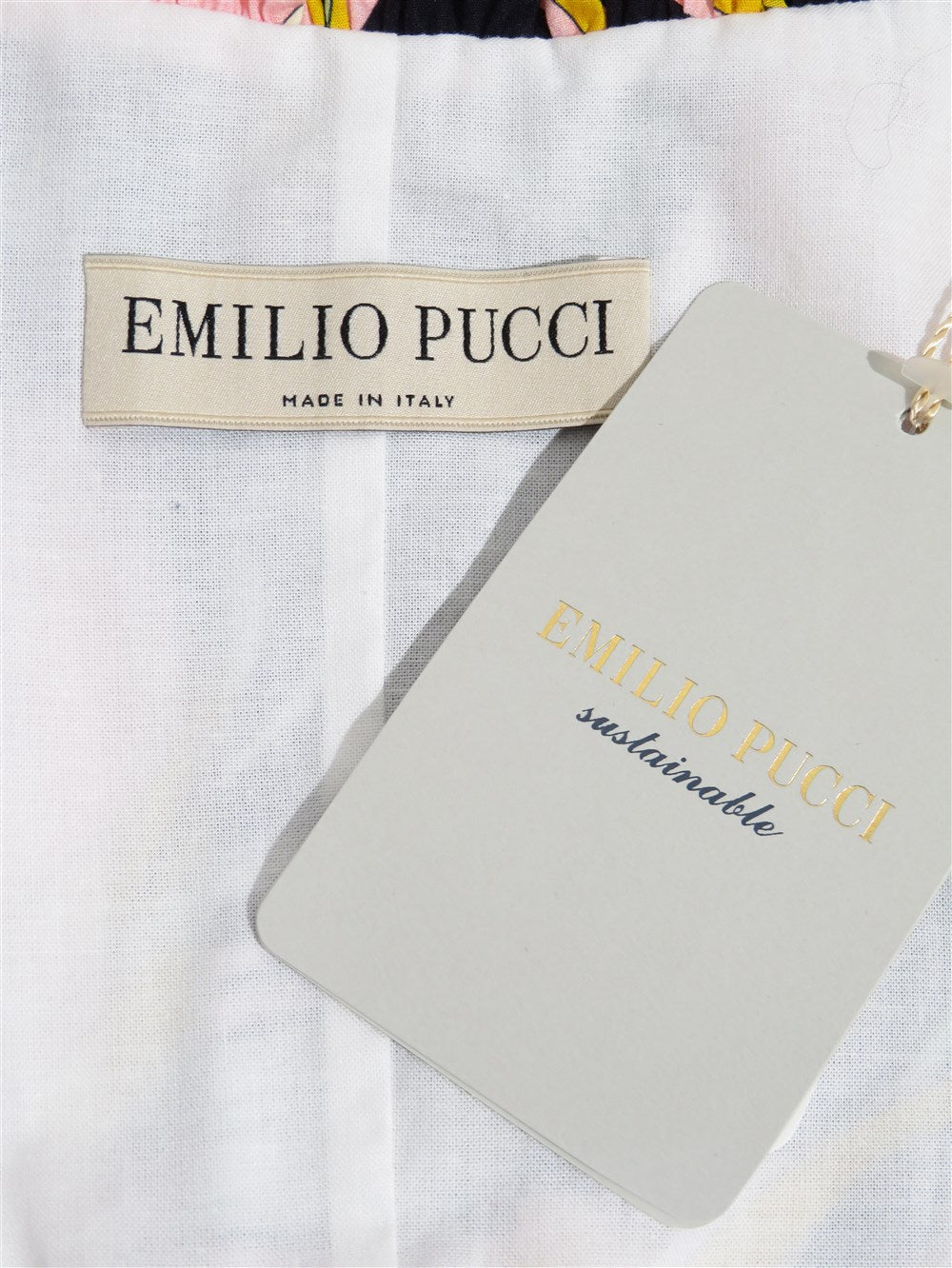 プリント リボン クロップド ブラウス