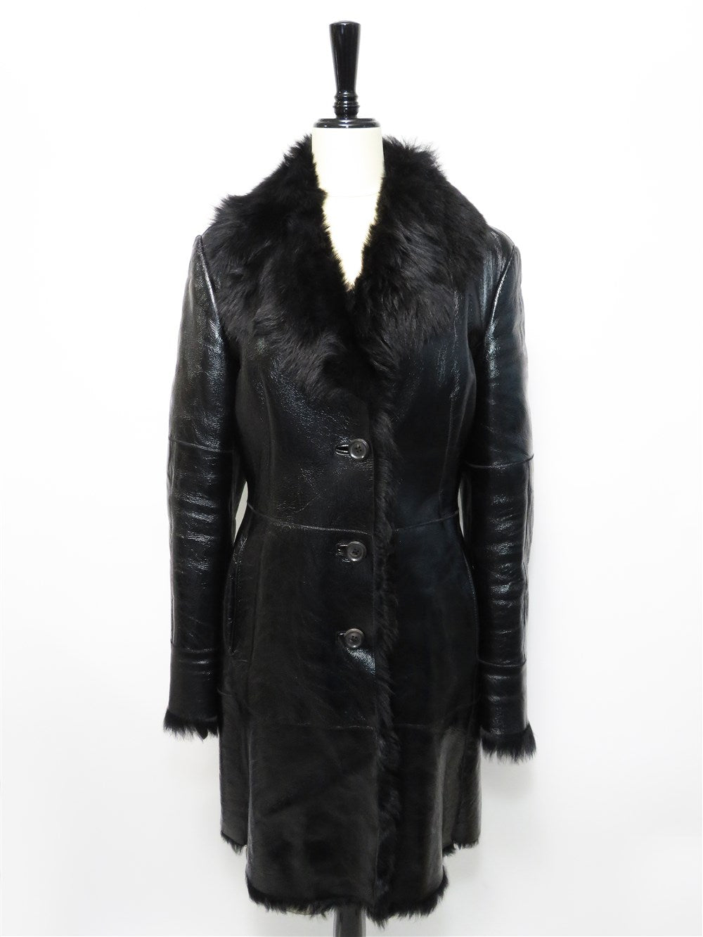 コーティングレザー ムートン コート