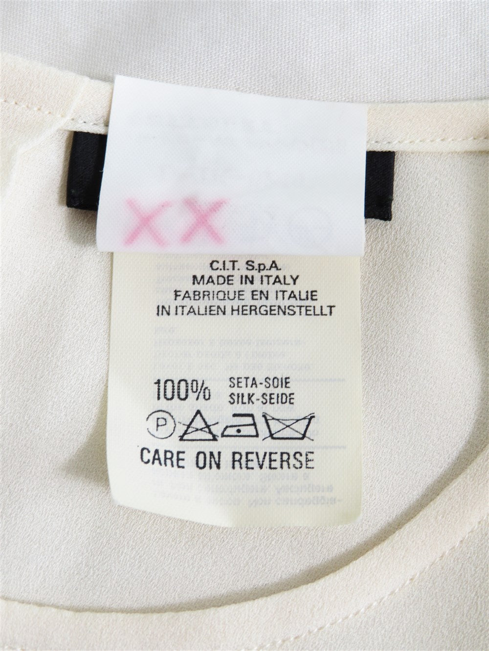 ノーカラー ショートスリーブ シルクシャツ