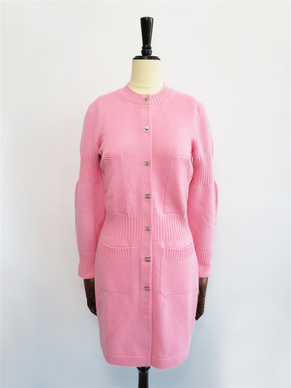 vintage フリンジピンクカーディガン ガウン　ニット　ロングニットコート スピンズ】ループニットコート フリンジカーディガン ピンク ゆったり