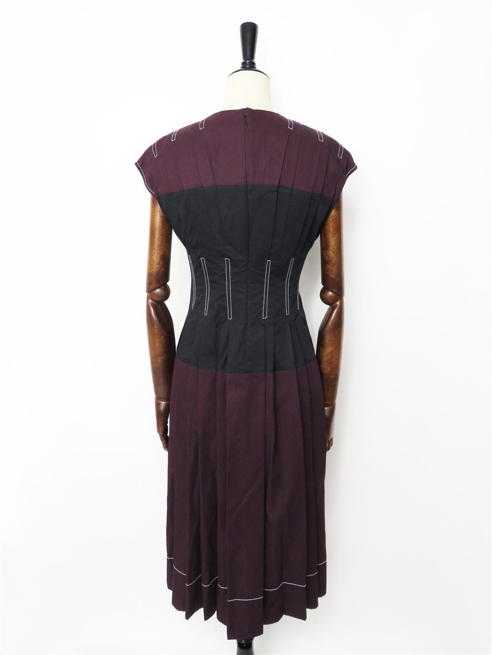 クレア カラーブロック プリーツ ワンピース