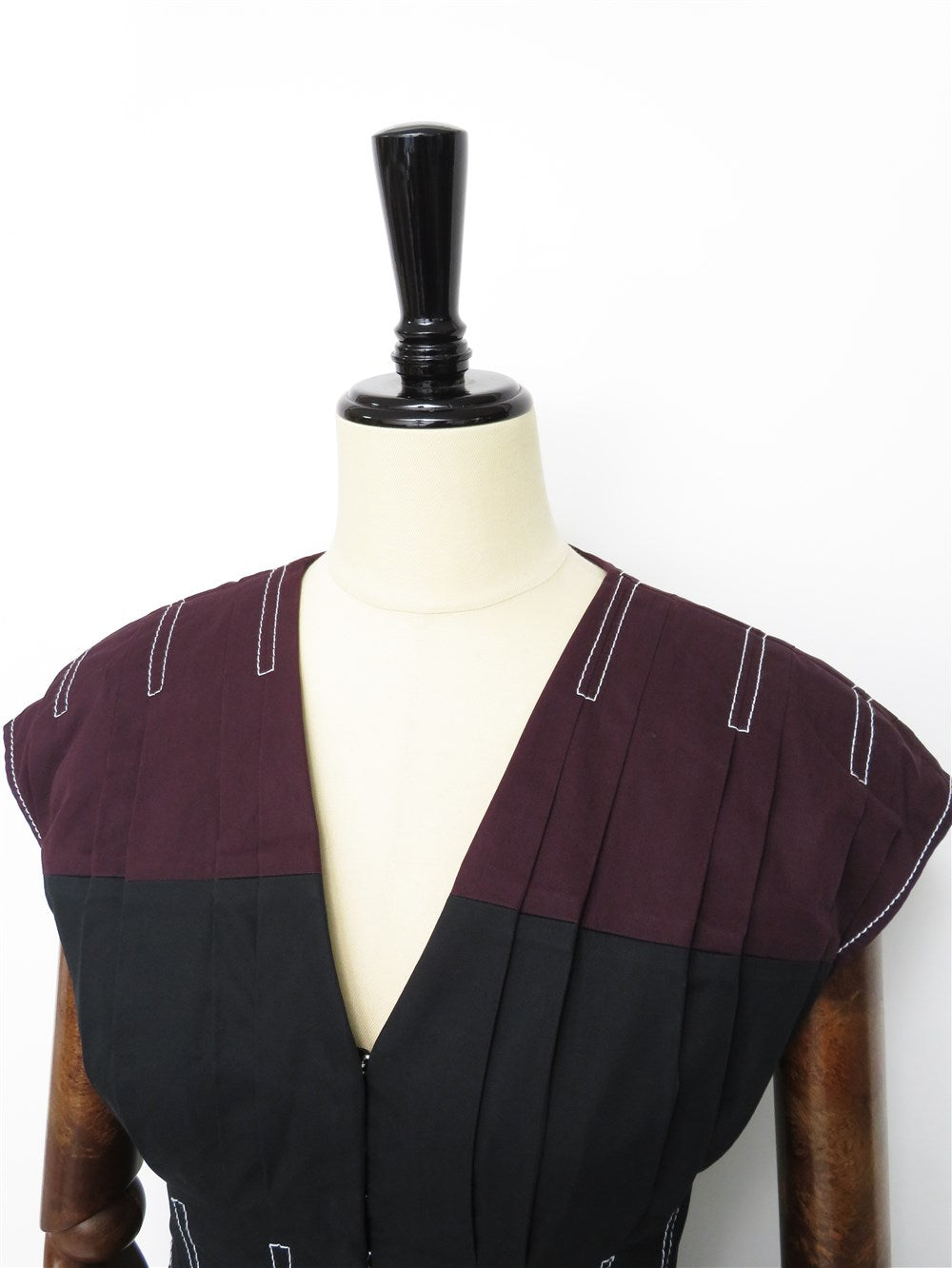 クレア カラーブロック プリーツ ワンピース