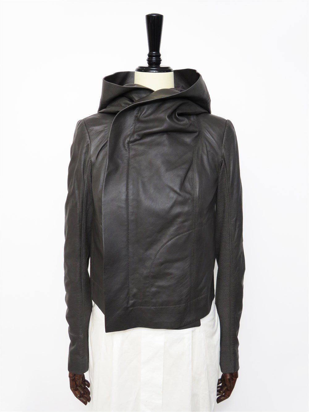 フーデット レザー バイカー ジャケット