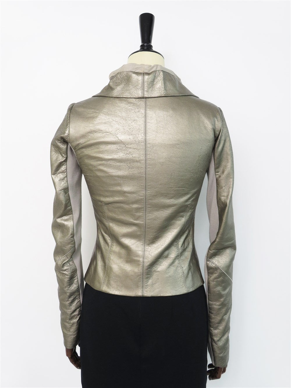 rick owens ライダース Rick Owens ノーカラー クロップドライダージャケット | ブラック