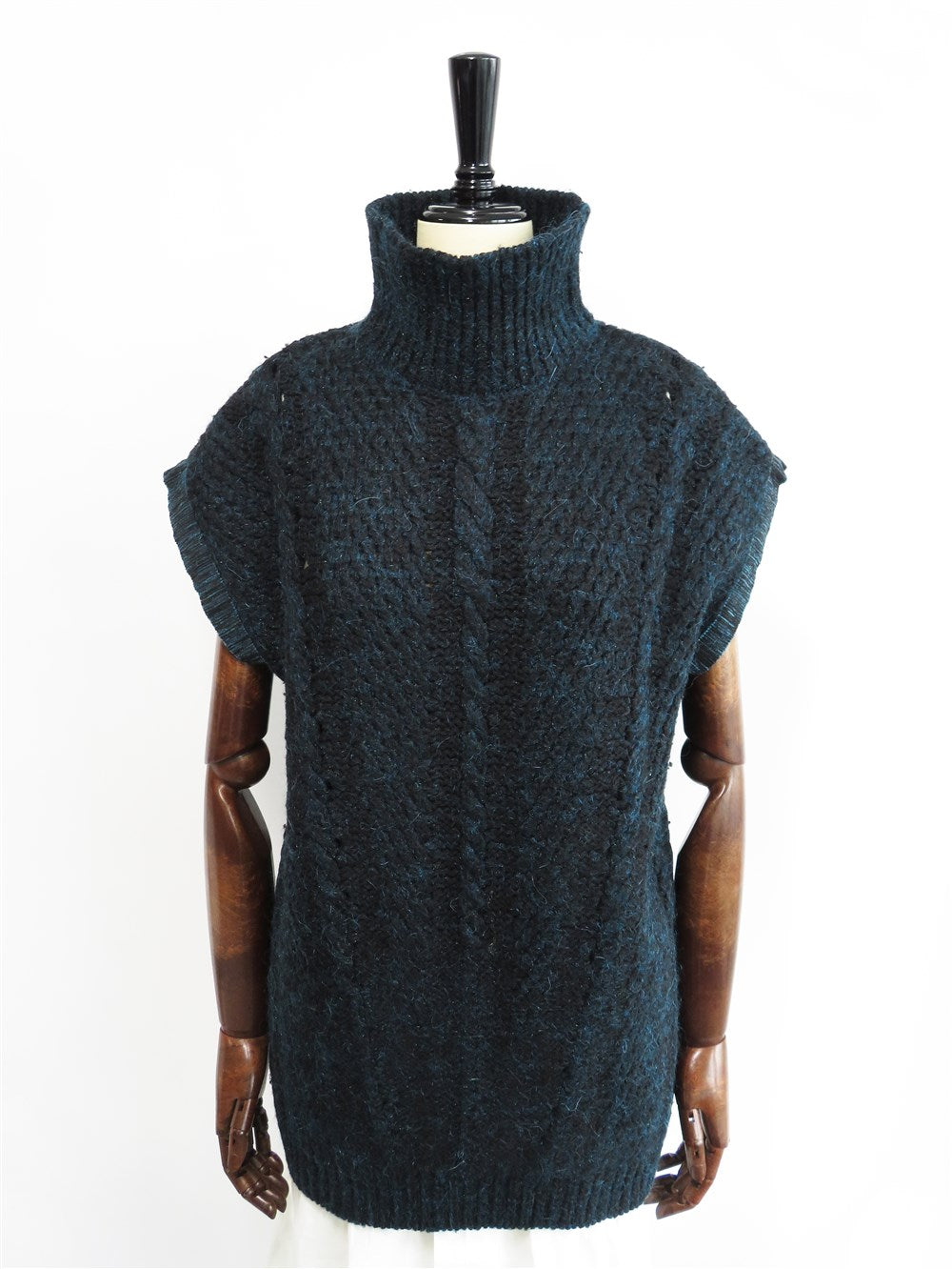 ローゲージ スリーブレス タートルニット