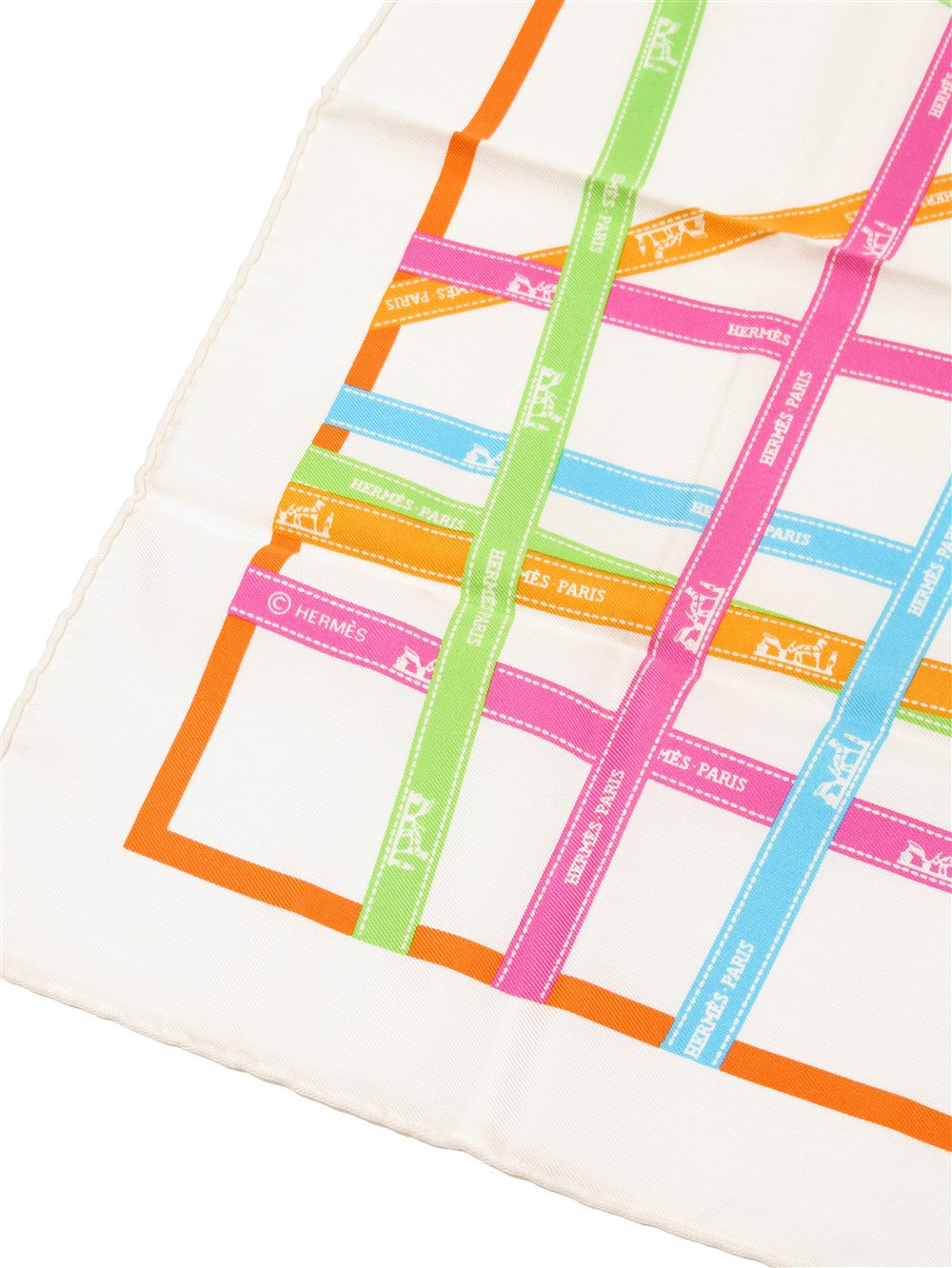 カレ45 ボルデュック リボン柄 スカーフ