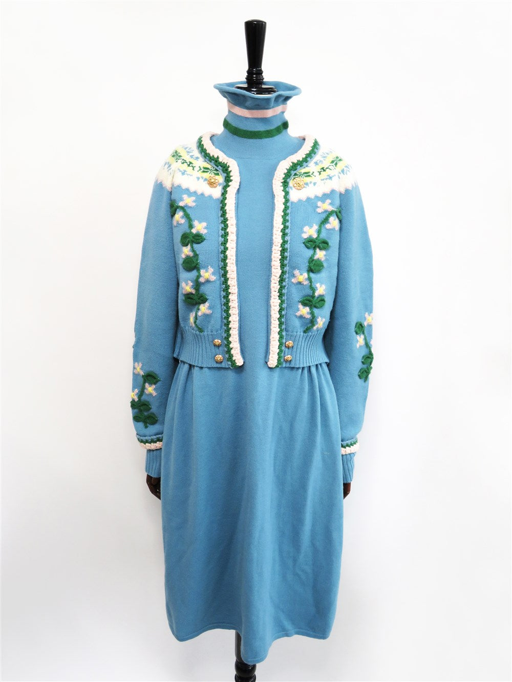 CC ボタニカル柄 ニット ワンピース