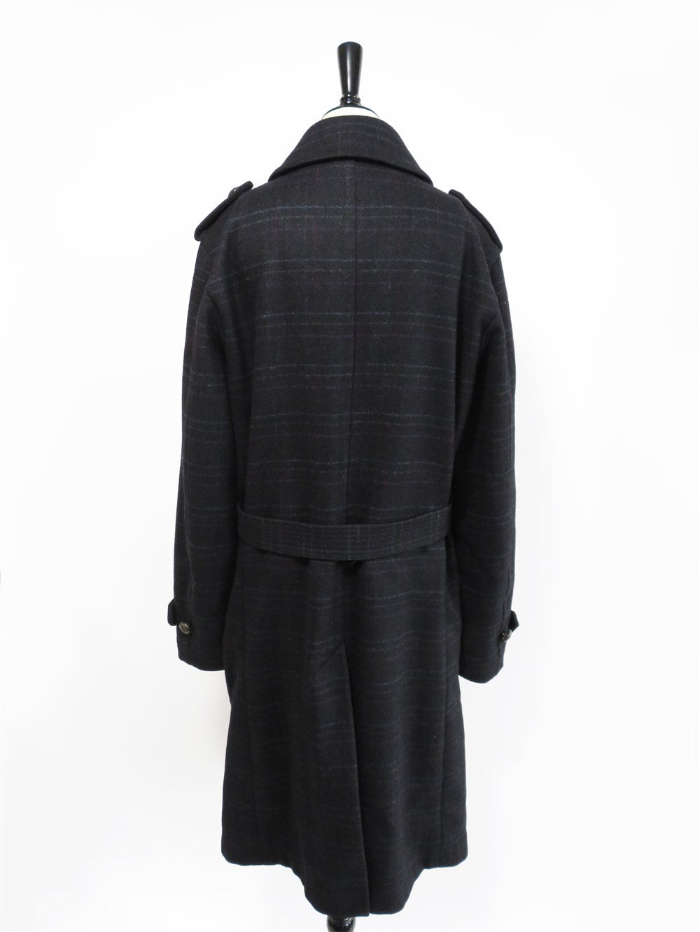 チェック柄 ステンカラー ウール コート
