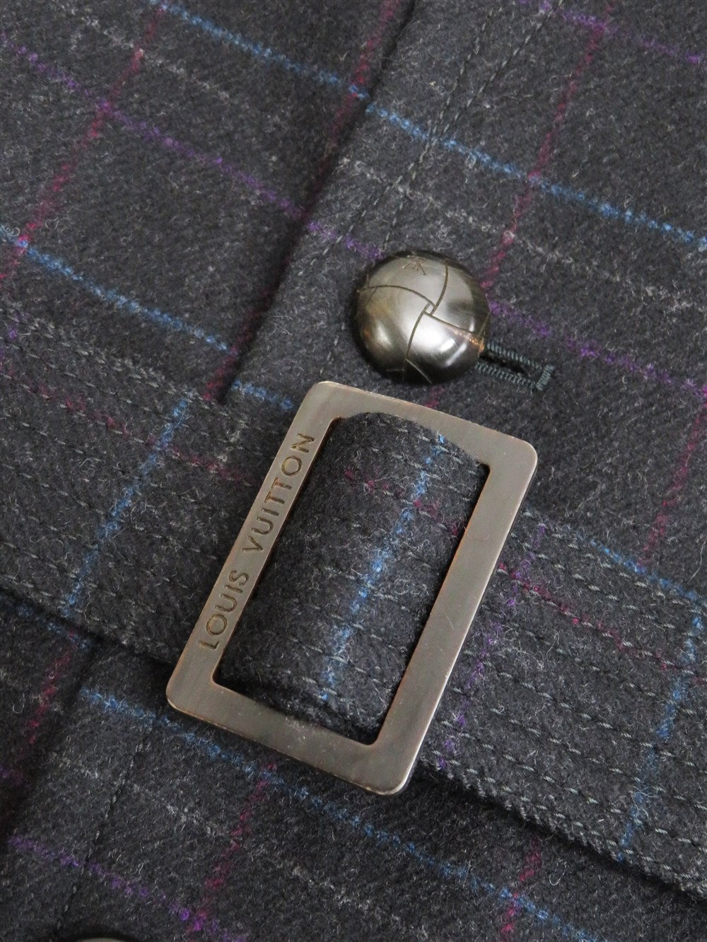 チェック柄 ステンカラー ウール コート