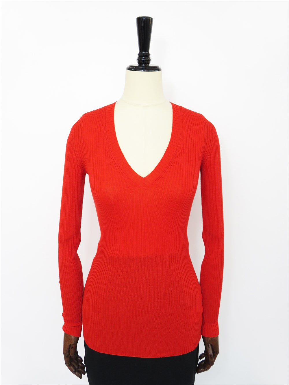 カシミヤ Vネック リブニット
