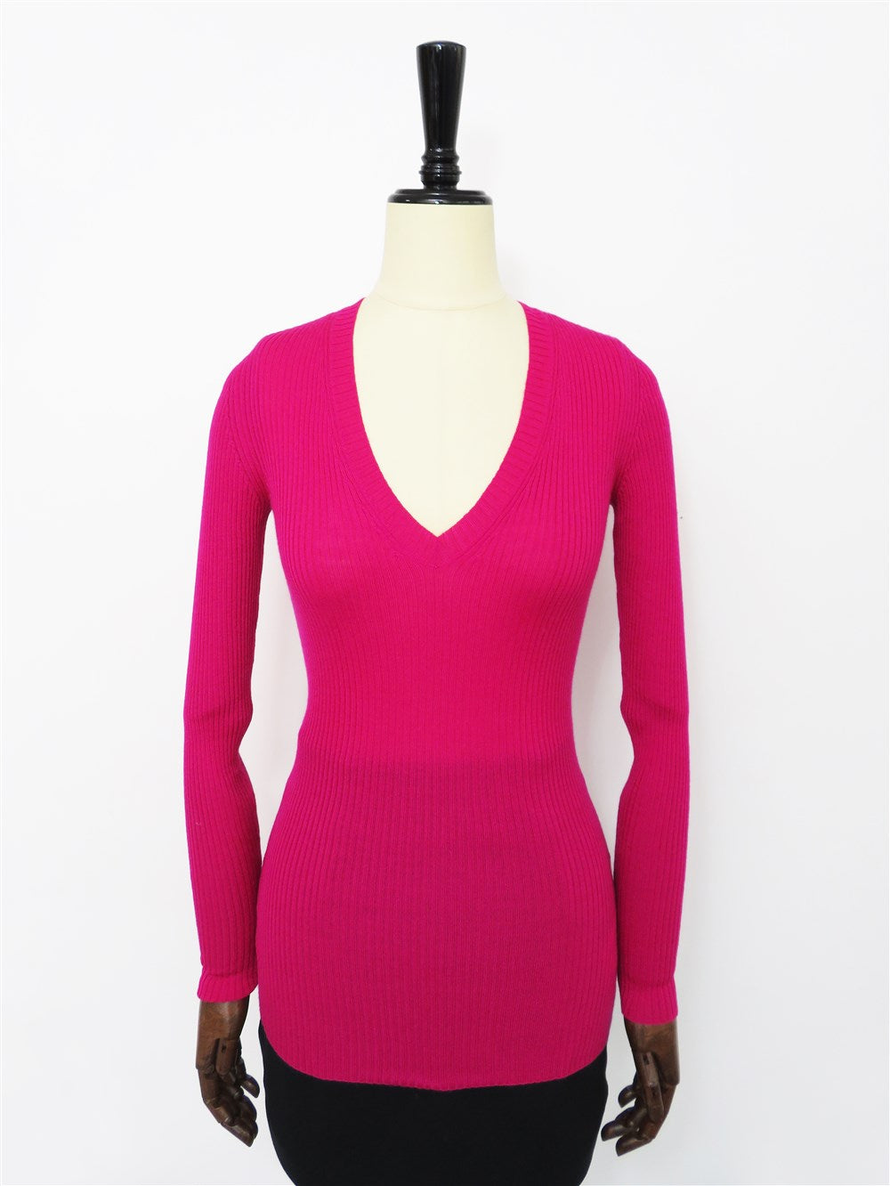 カシミヤ Vネック リブニット