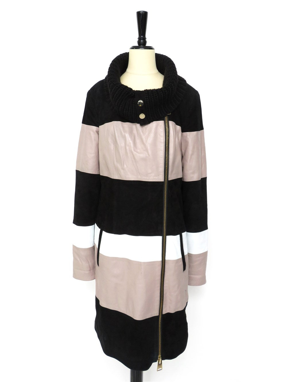 Karen Ritzi カラーブロック レザー コート