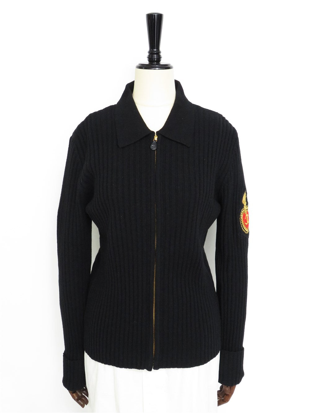 CC エンブレム ジップアップ カシミヤ リブニット