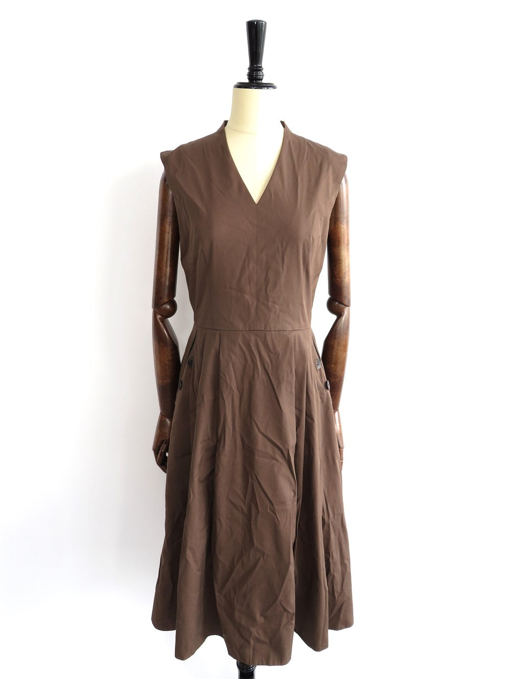 ノースリーブ Vネック フレア ワンピース