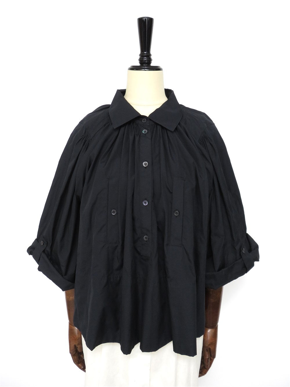 ロールアップスリーブ フレア ブラウス