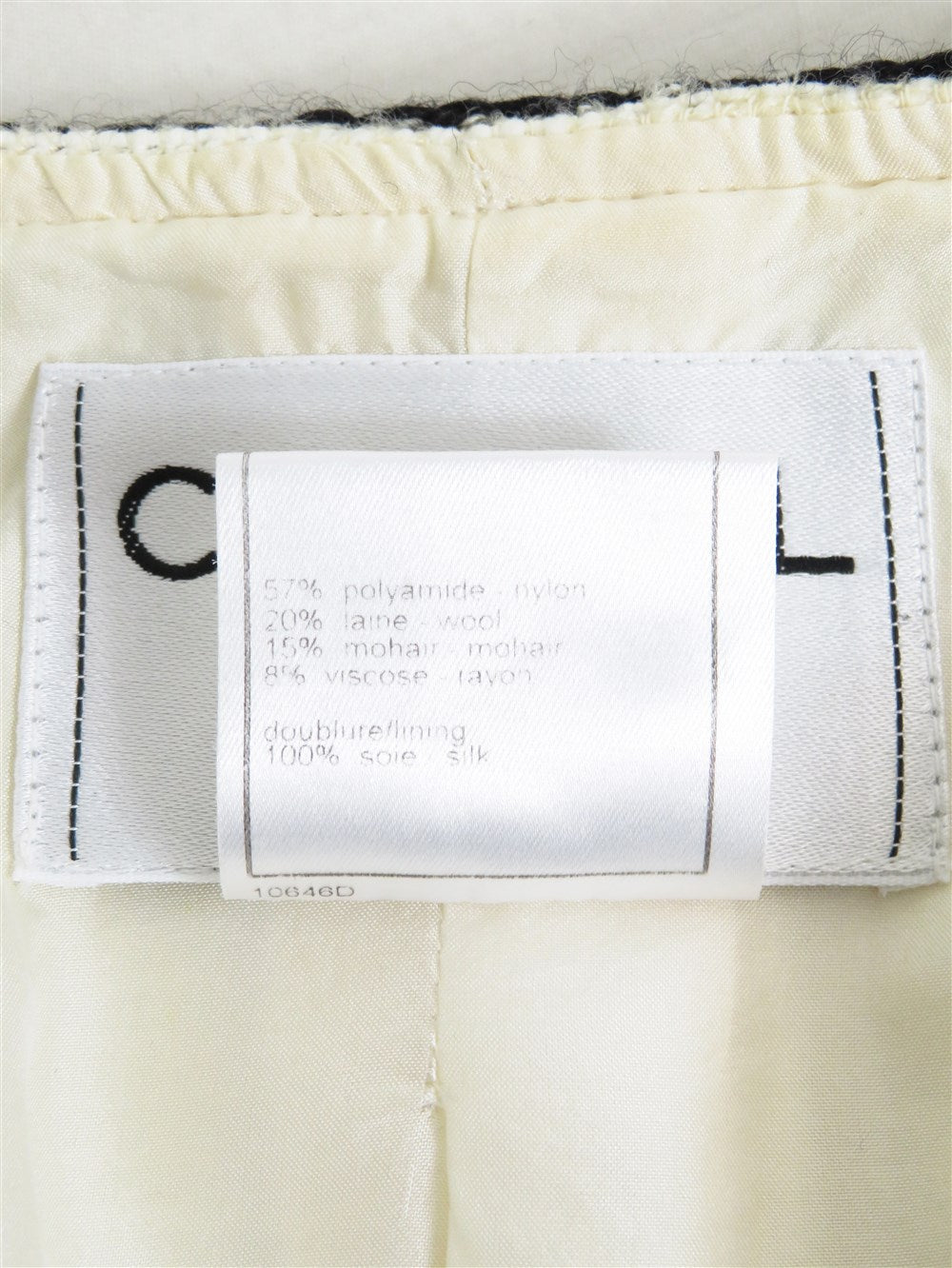 CC ツイード ノーカラー コート