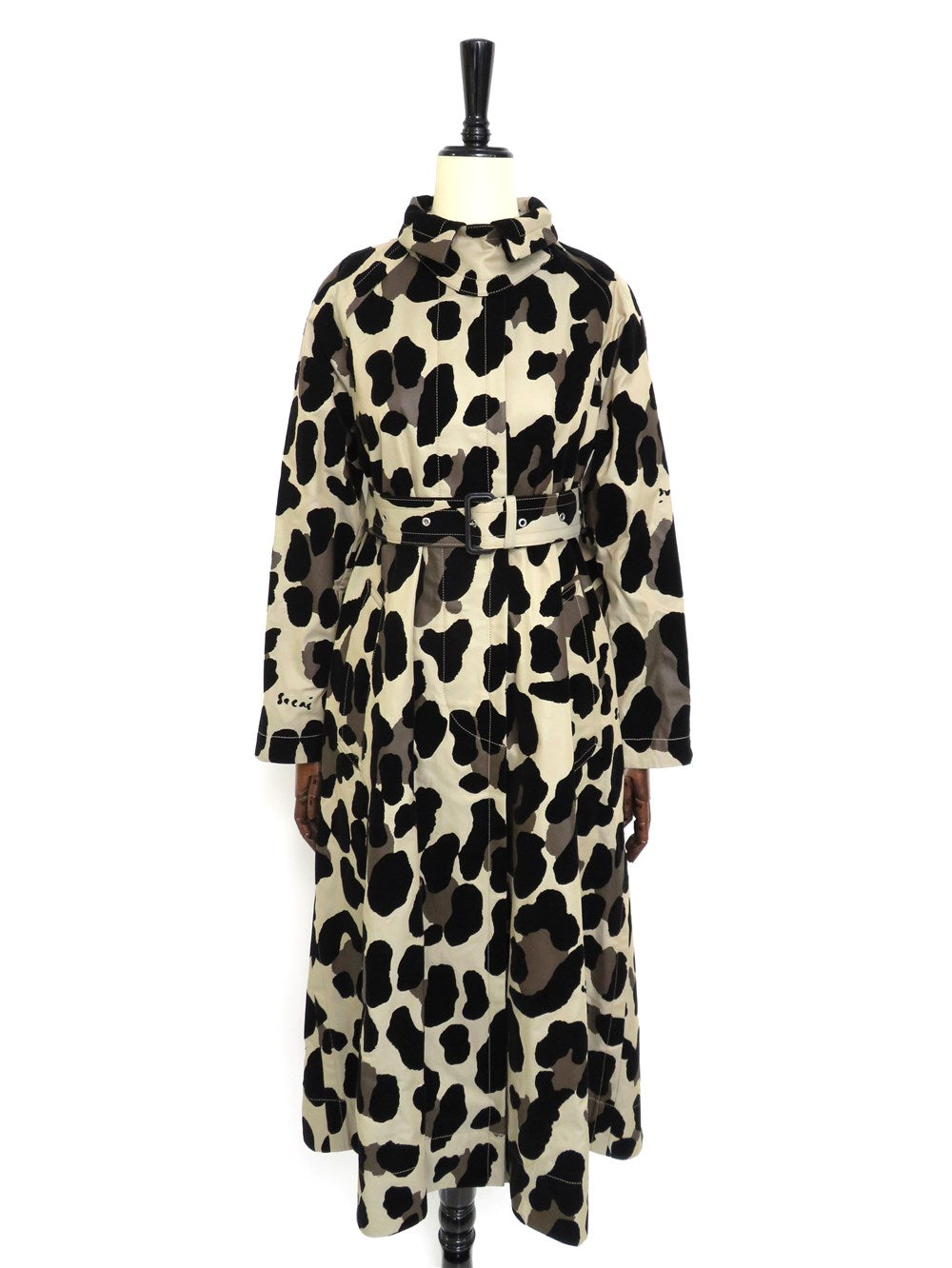 レオパードプリント バックプリーツ トレンチ コート