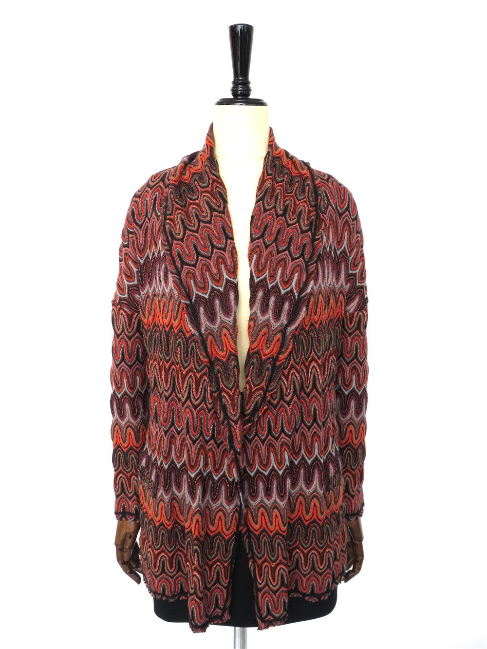 ウェーブ柄 カーディガン&ストール セット