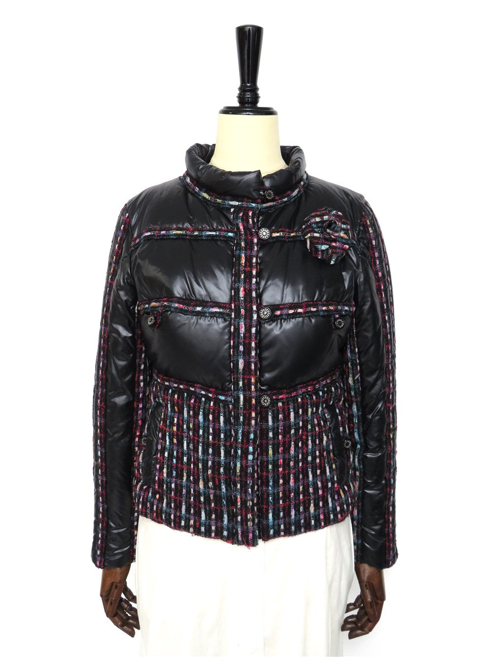 ツイード切替 ダウン ジャケット