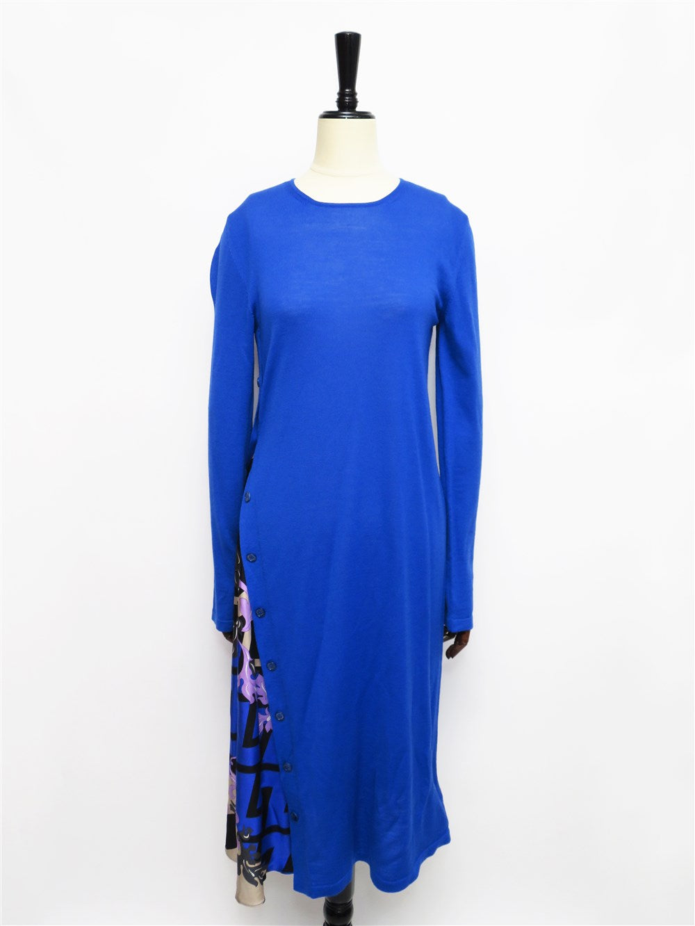 サイドボタン シルクプリント切替 ワンピース