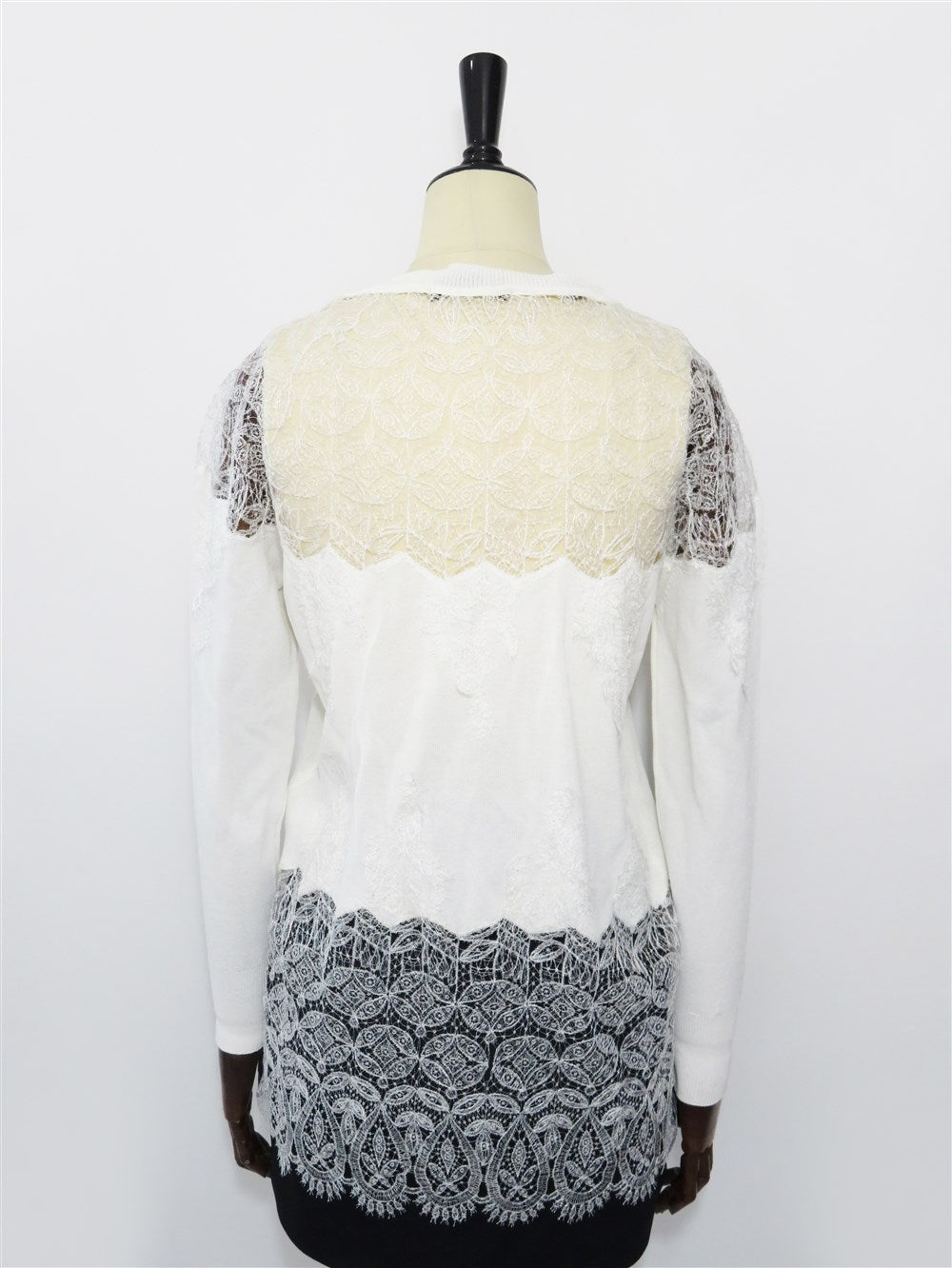 レース切替 クルーネック トップス