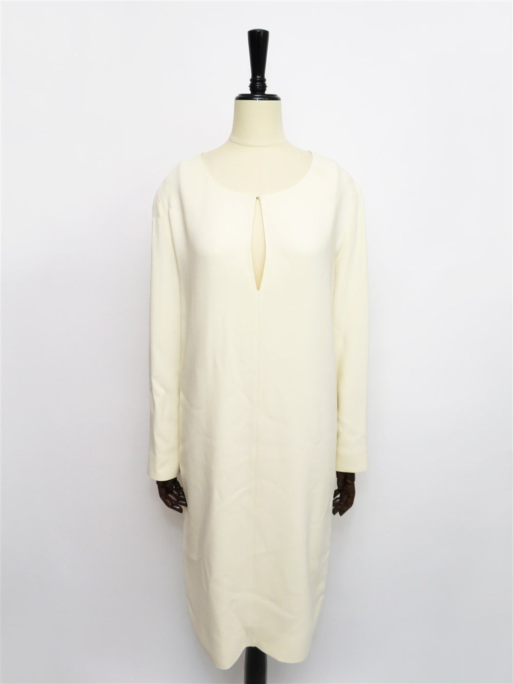 キーホールネック ロングスリーブ ワンピース