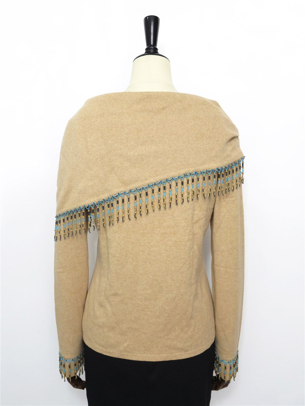 ビーズフリンジ オフショルダー ニット