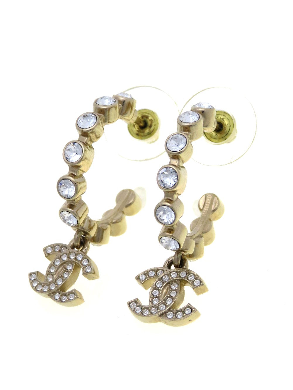 CC ドロップチャーム ラインストーン フープピアス