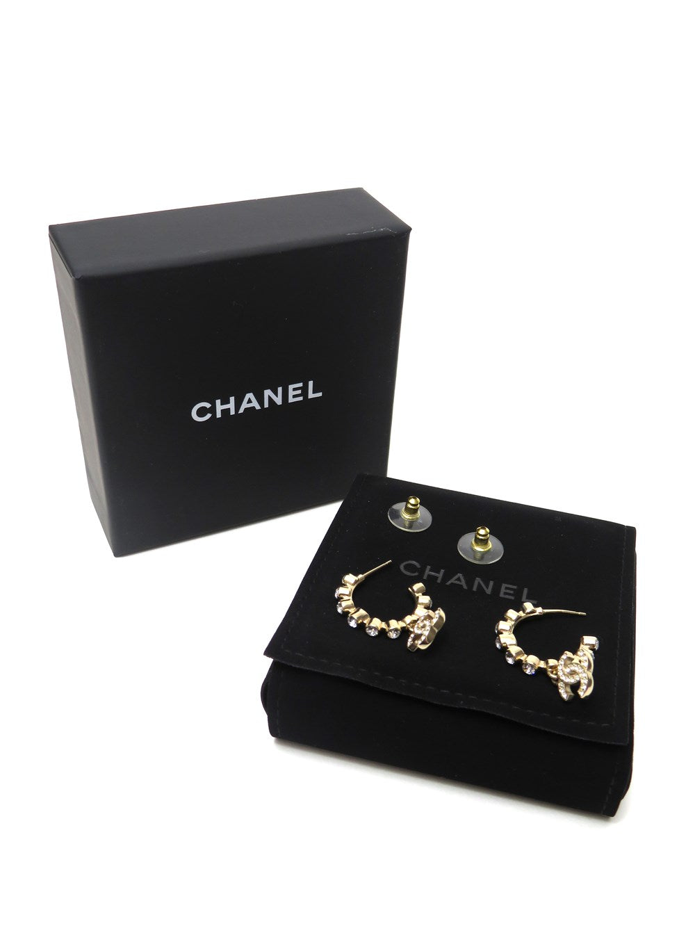 CC ドロップチャーム ラインストーン フープピアス