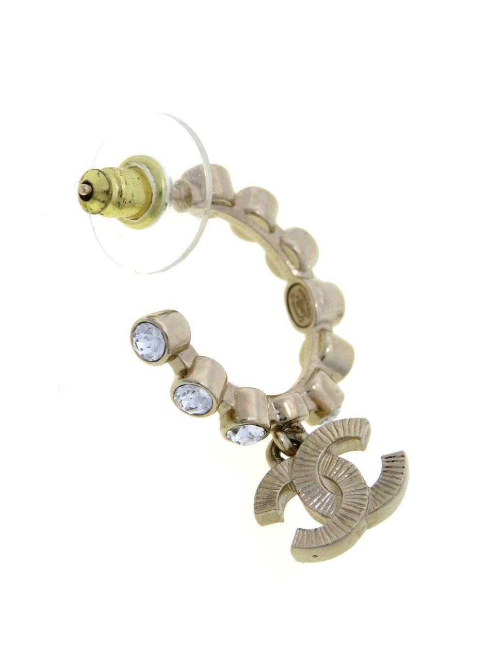 CC ドロップチャーム ラインストーン フープピアス