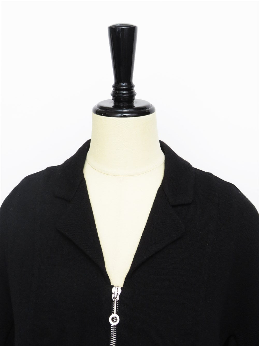 ウールニット ジップアップ レザートリム ジャケット