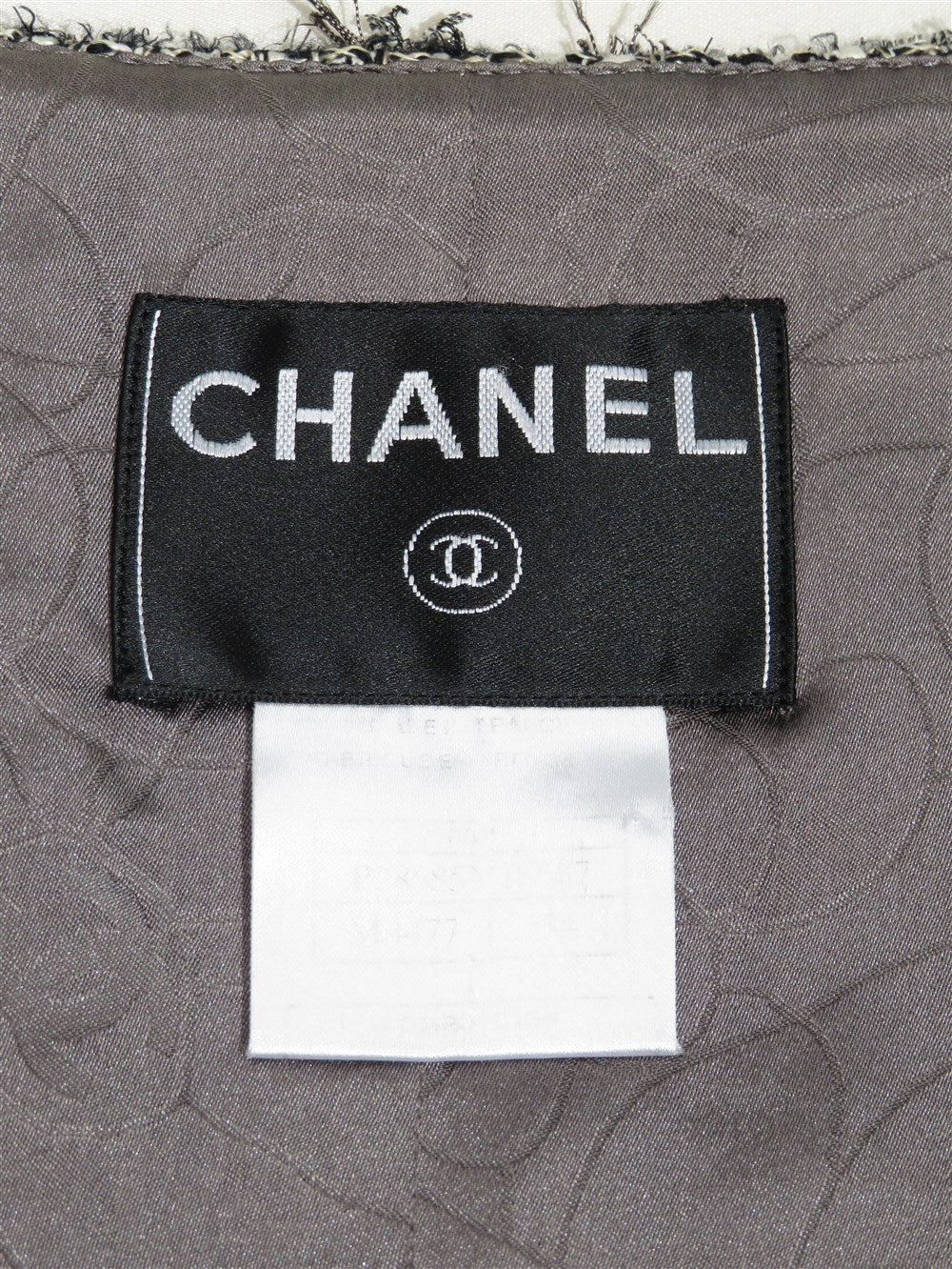 CC シルク混 ツイード ノーカラー ジャケット