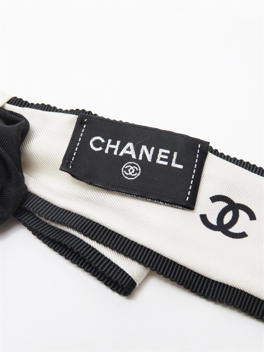 CHANEL シルク ヘアシュシュ CC シルク リボン シュシュ ヘアアクセサリー