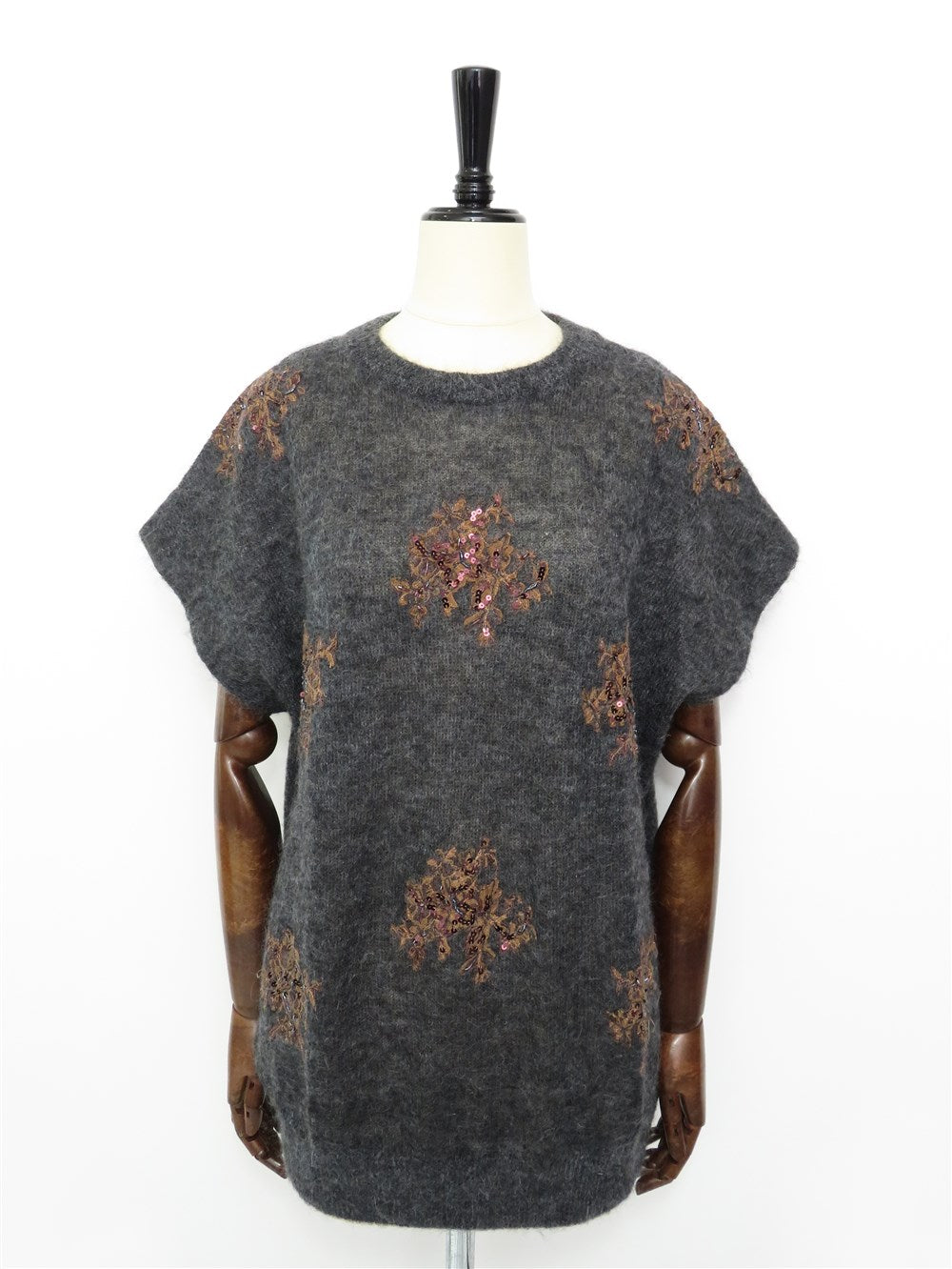 モヘアアルパカ混 スパンコール エンブロイダリー ニット