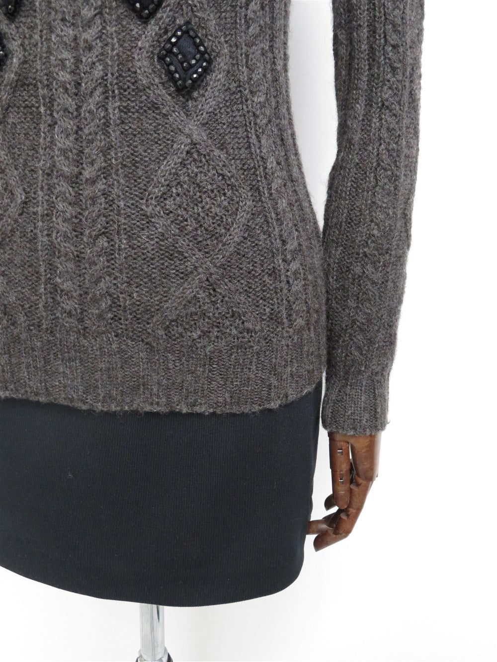 ビーズ装飾 Vネック アルパカウール ニット