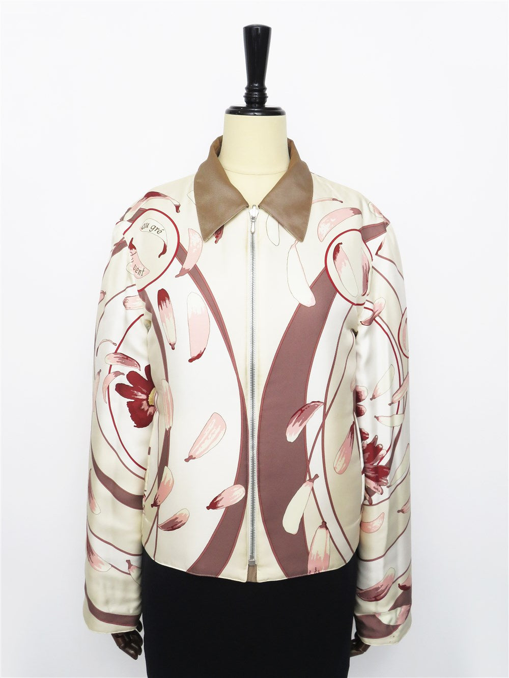 シルク フラワープリント リバーシブル 中綿 ブルゾン