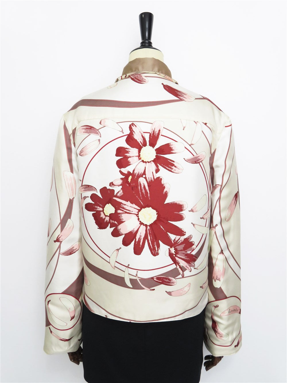 シルク フラワープリント リバーシブル 中綿 ブルゾン