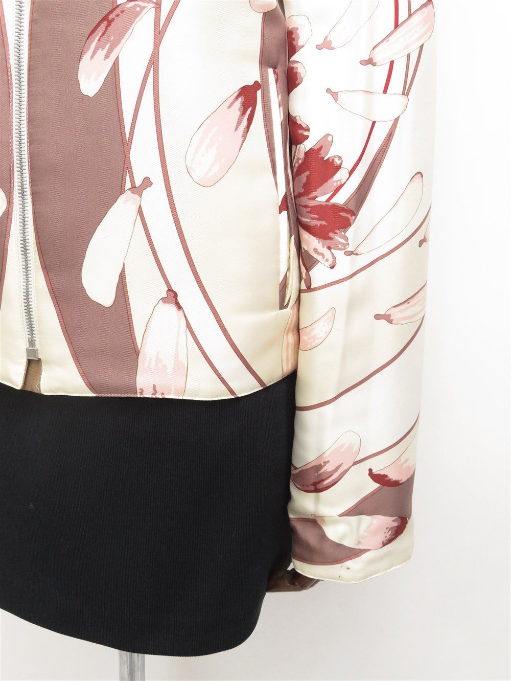 シルク フラワープリント リバーシブル 中綿 ブルゾン