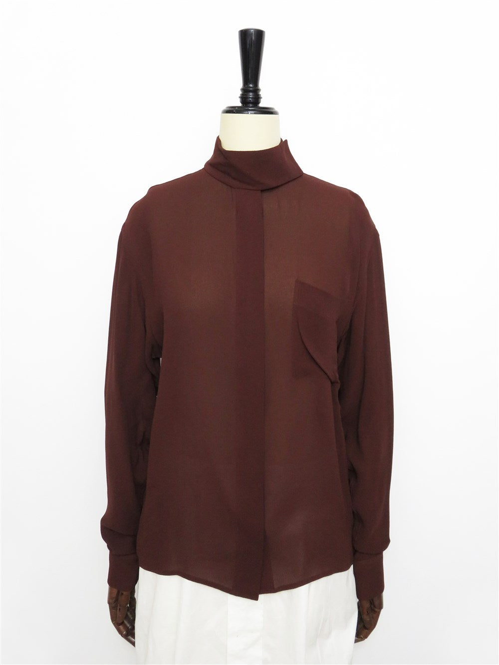 シルク ハイネック ブラウス