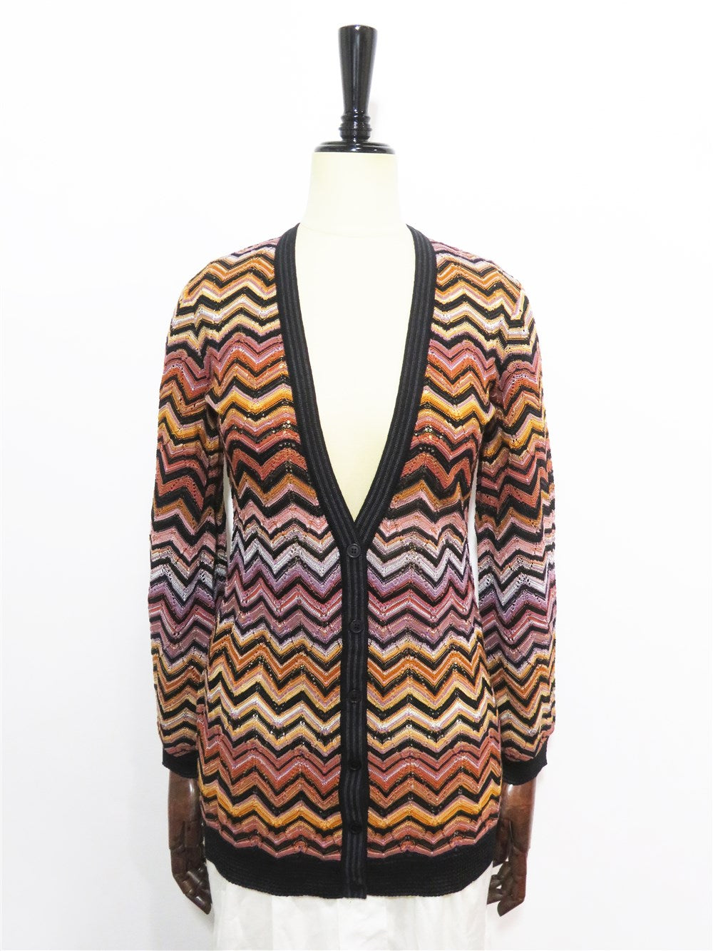 マルチカラー シェブロン柄 ニット カーディガン