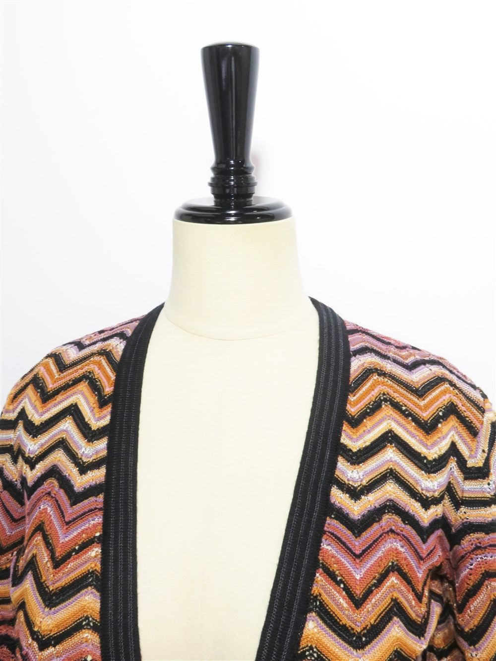 マルチカラー シェブロン柄 ニット カーディガン