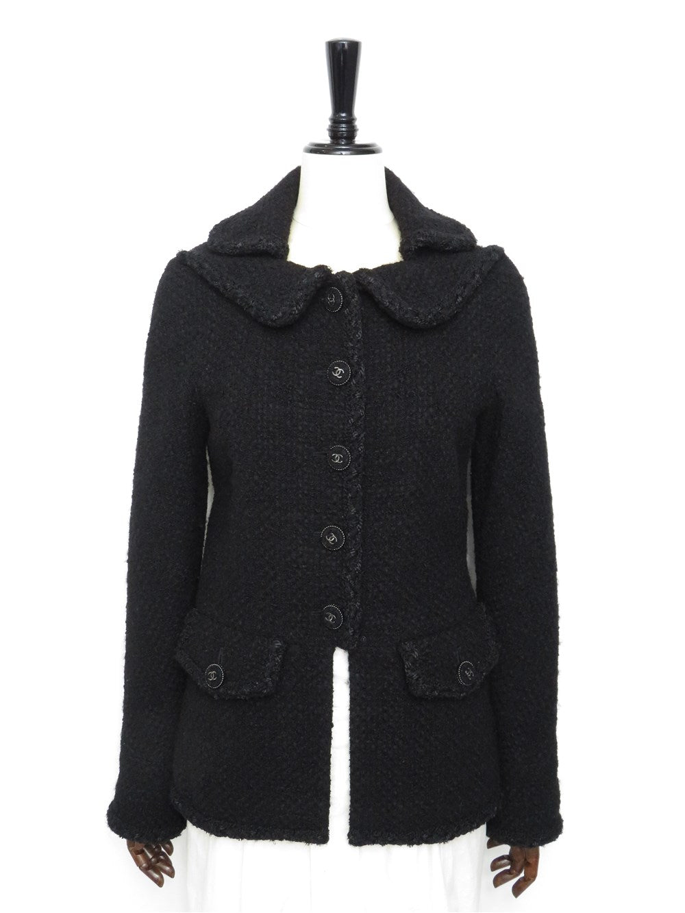 CCボタン ブークレ ラウンドカラー ジャケット