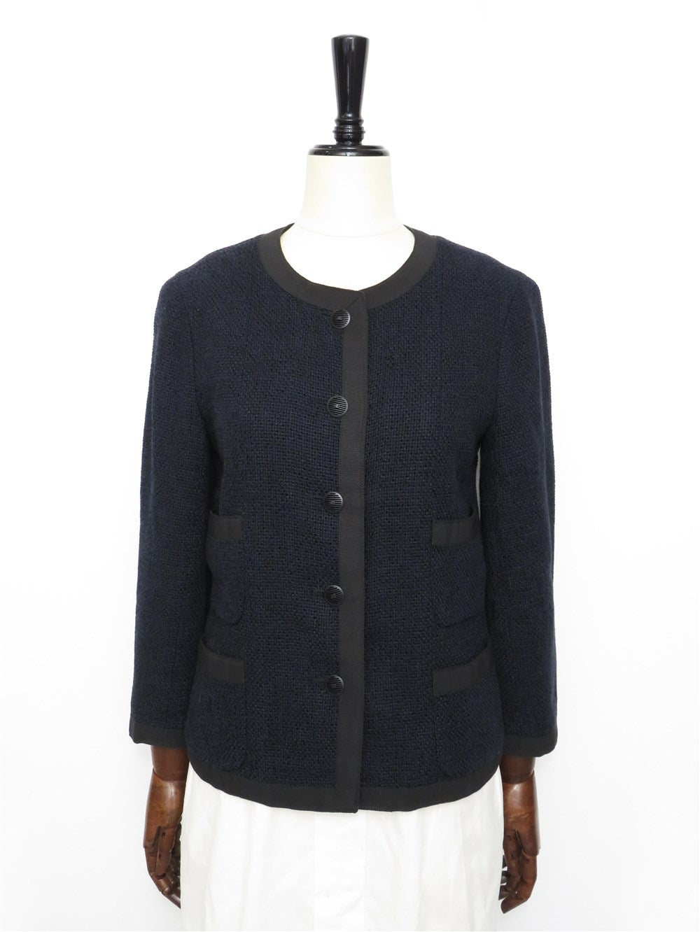 CC ココボタン ノーカラー ツイード ジャケット 02P