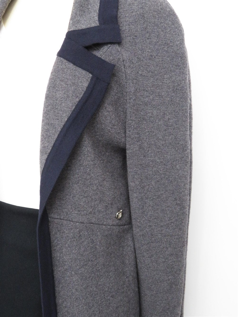 CC バイカラートリム ラペル 燕尾 ニット コート