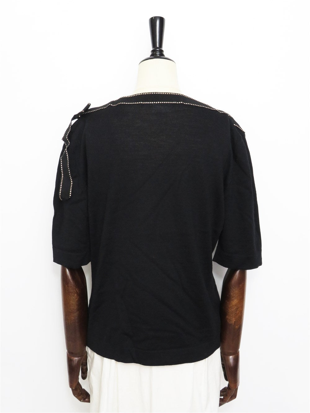 ボートネック リボンデザイン ニット トップス