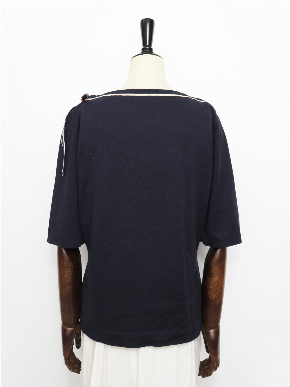 ボートネック リボンデザイン ニット トップス