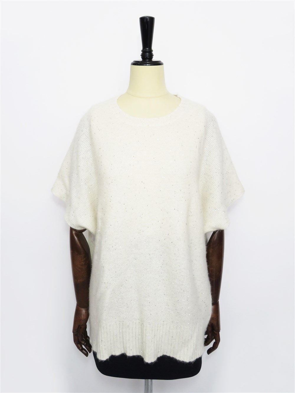 カシミヤシルク混 スパンコール ドルマンスリーブ ニット プルオーバー