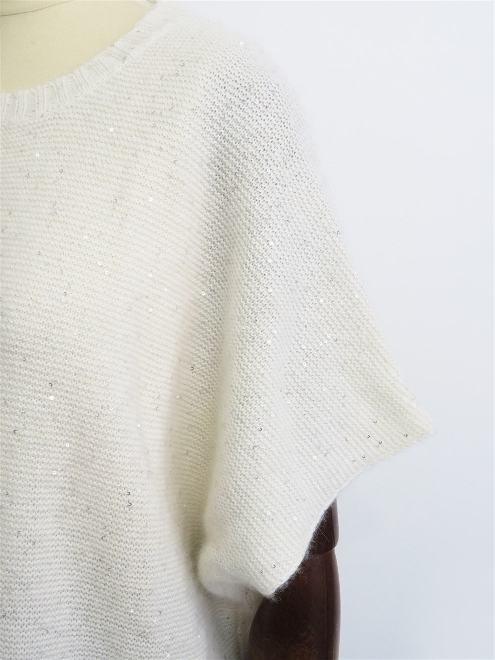 カシミヤシルク混 スパンコール ドルマンスリーブ ニット プルオーバー