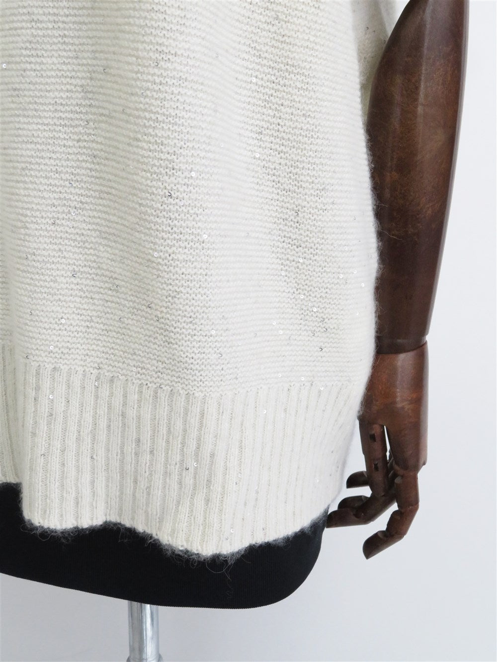 カシミヤシルク混 スパンコール ドルマンスリーブ ニット プルオーバー