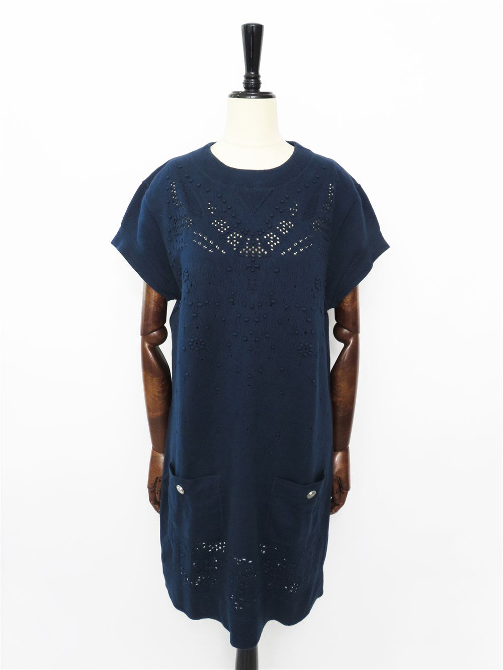 CC アイレットデザイン フレンチスリーブ ニット ワンピース